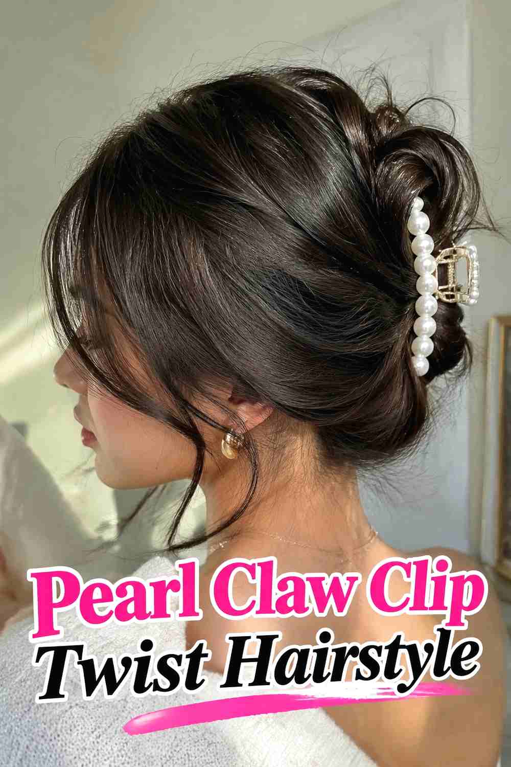 16. Pearl Claw Clip Twist Hairstyle