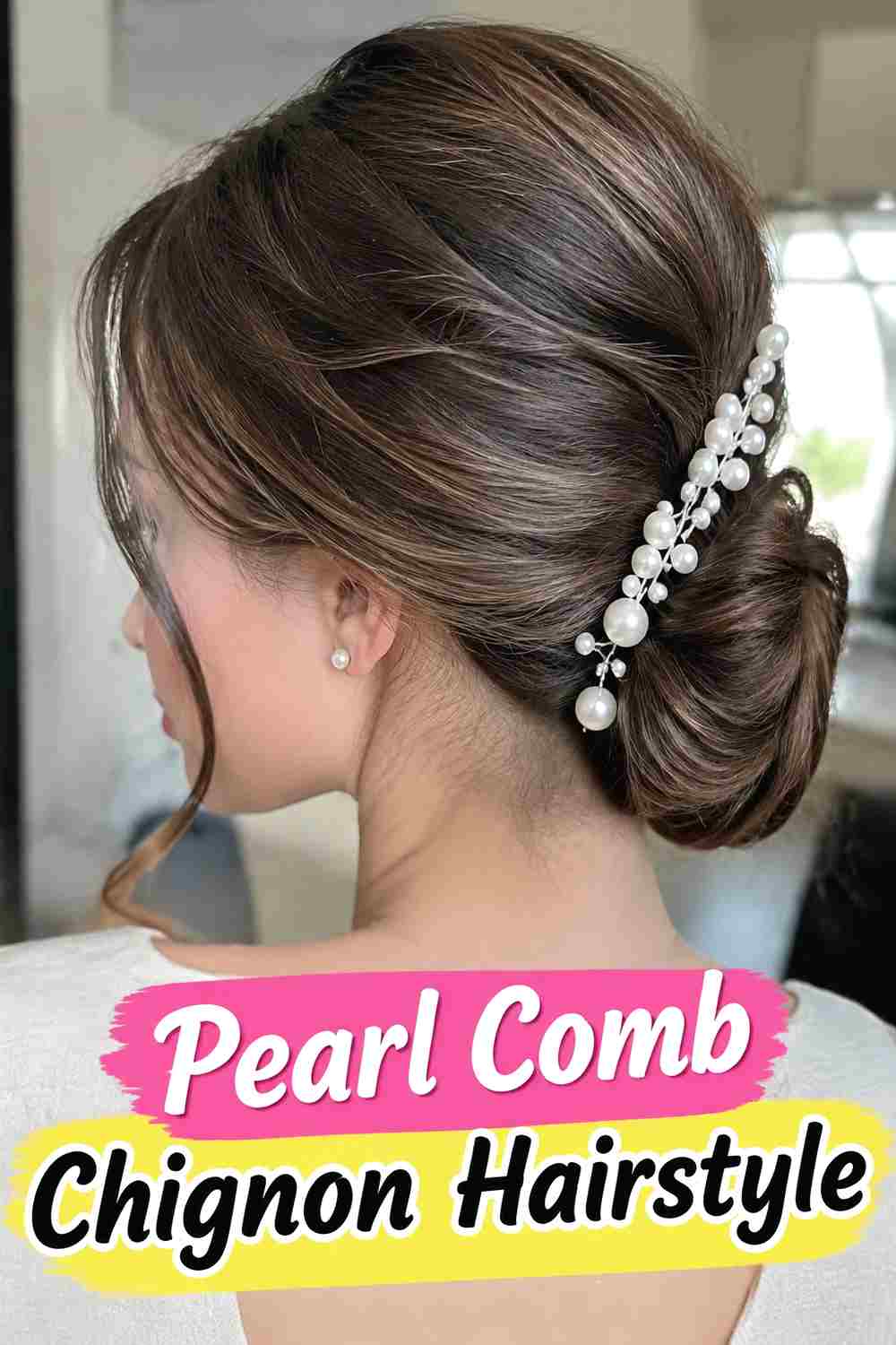 11. Pearl Comb Chignon Hairstyle