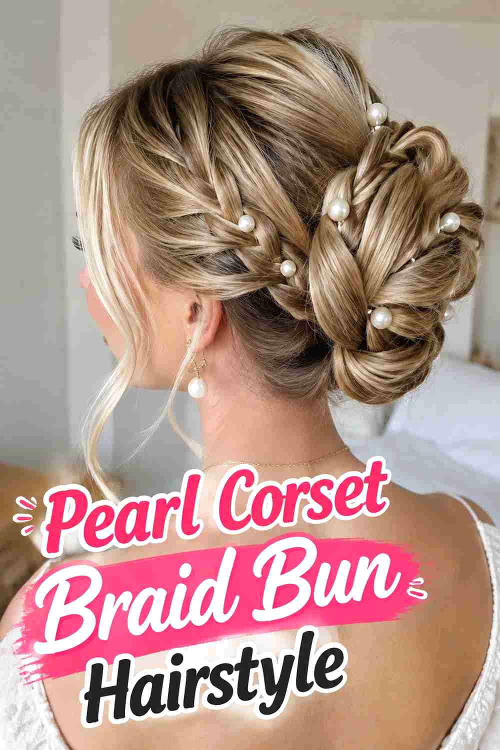 11. Pearl Corset Braid Bun Hairstyle
