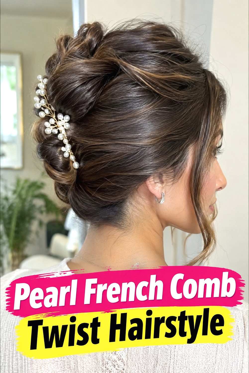 14. Pearl French Comb Twist Hairstyle
