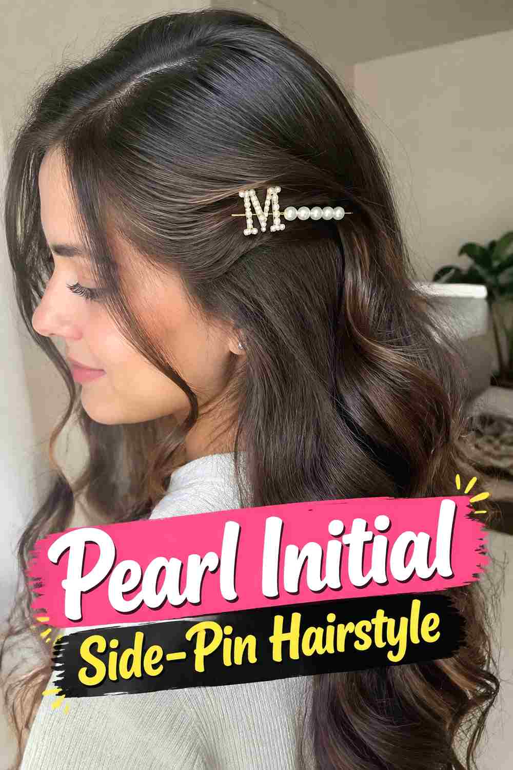 1. Pearl Initial Side Pin Hairstyle