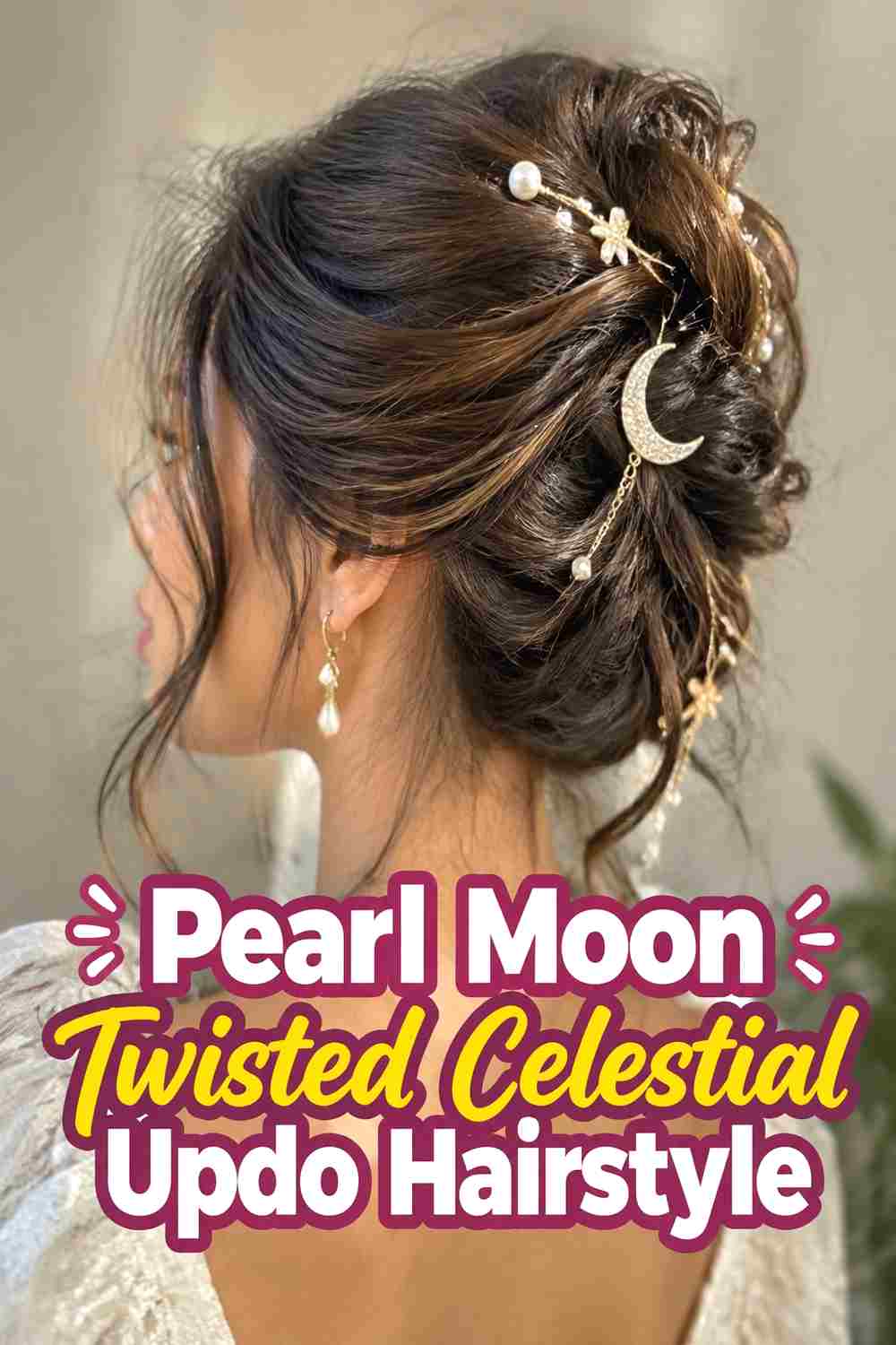 5. Pearl Moon Twisted Celestial Updo Hairstyle
