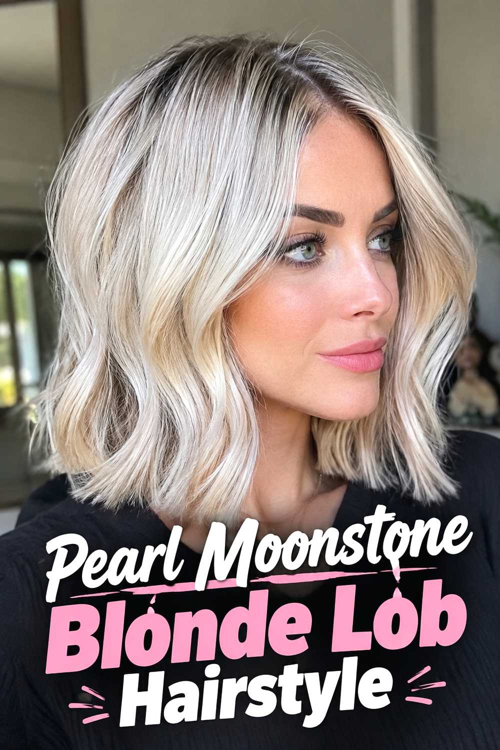2. Pearl Moonstone Blonde Lob Hairstyle