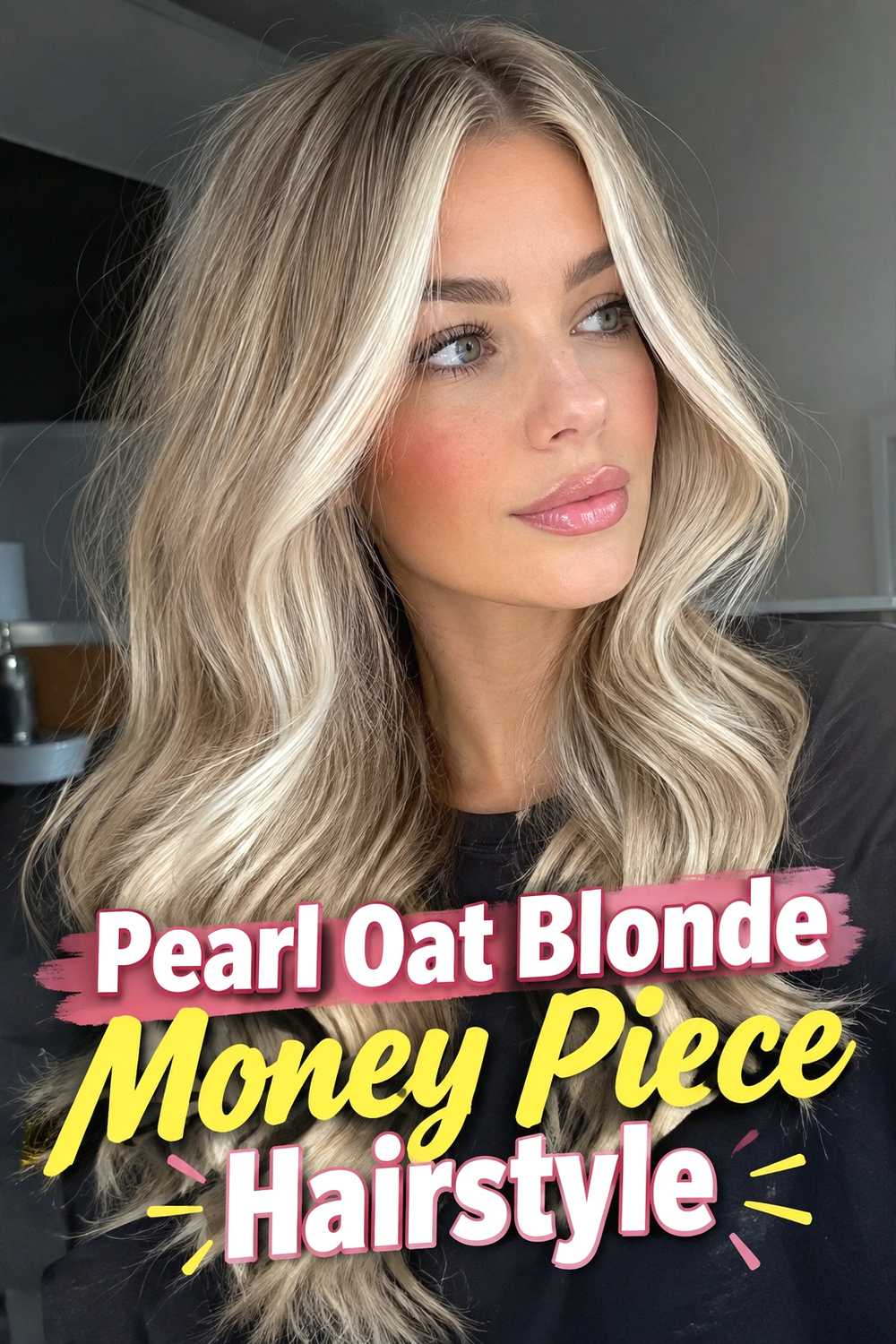 10. Pearl Oat Blonde Money Piece Hairstyle