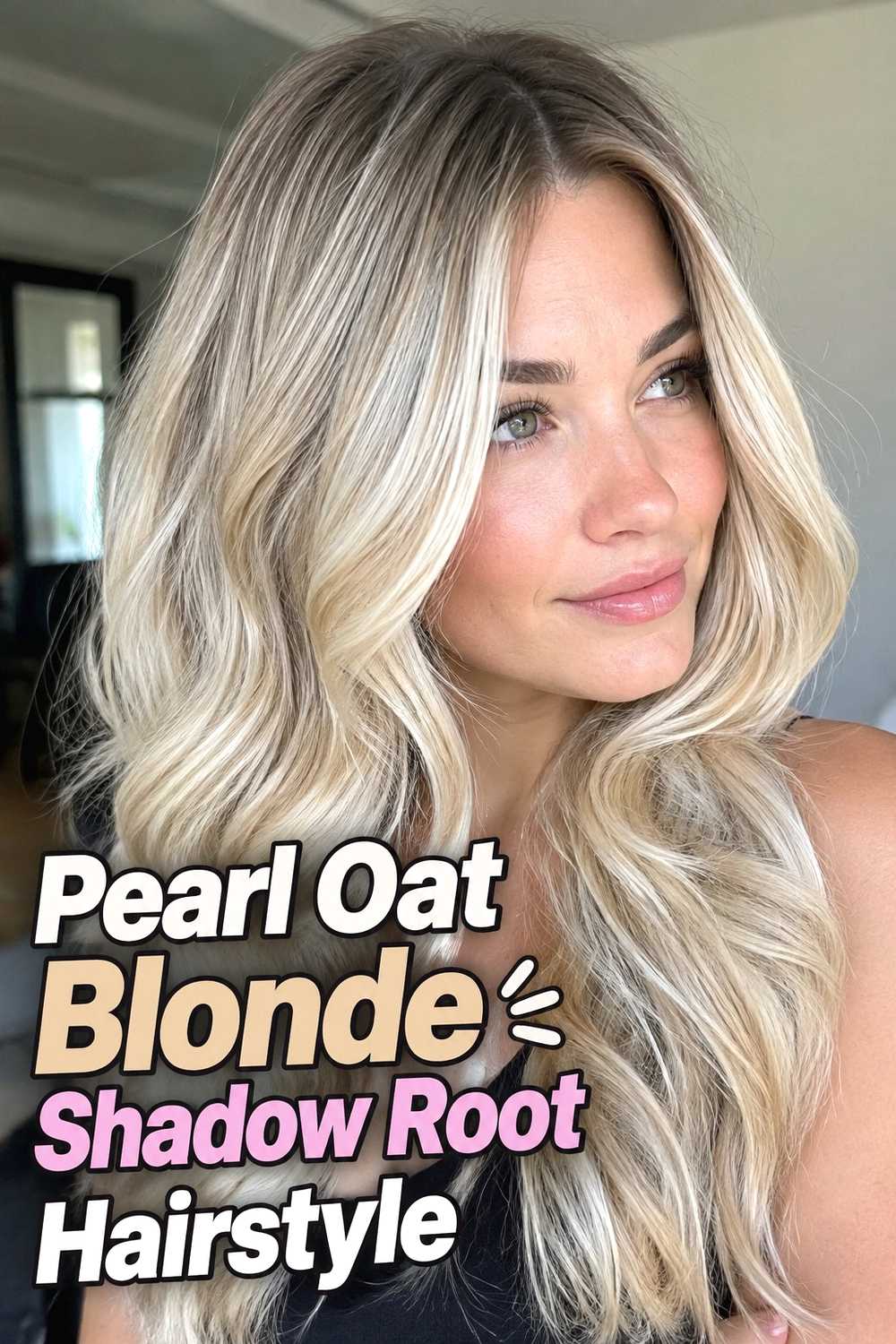 12. Pearl Oat Blonde Shadow Root Hairstyle