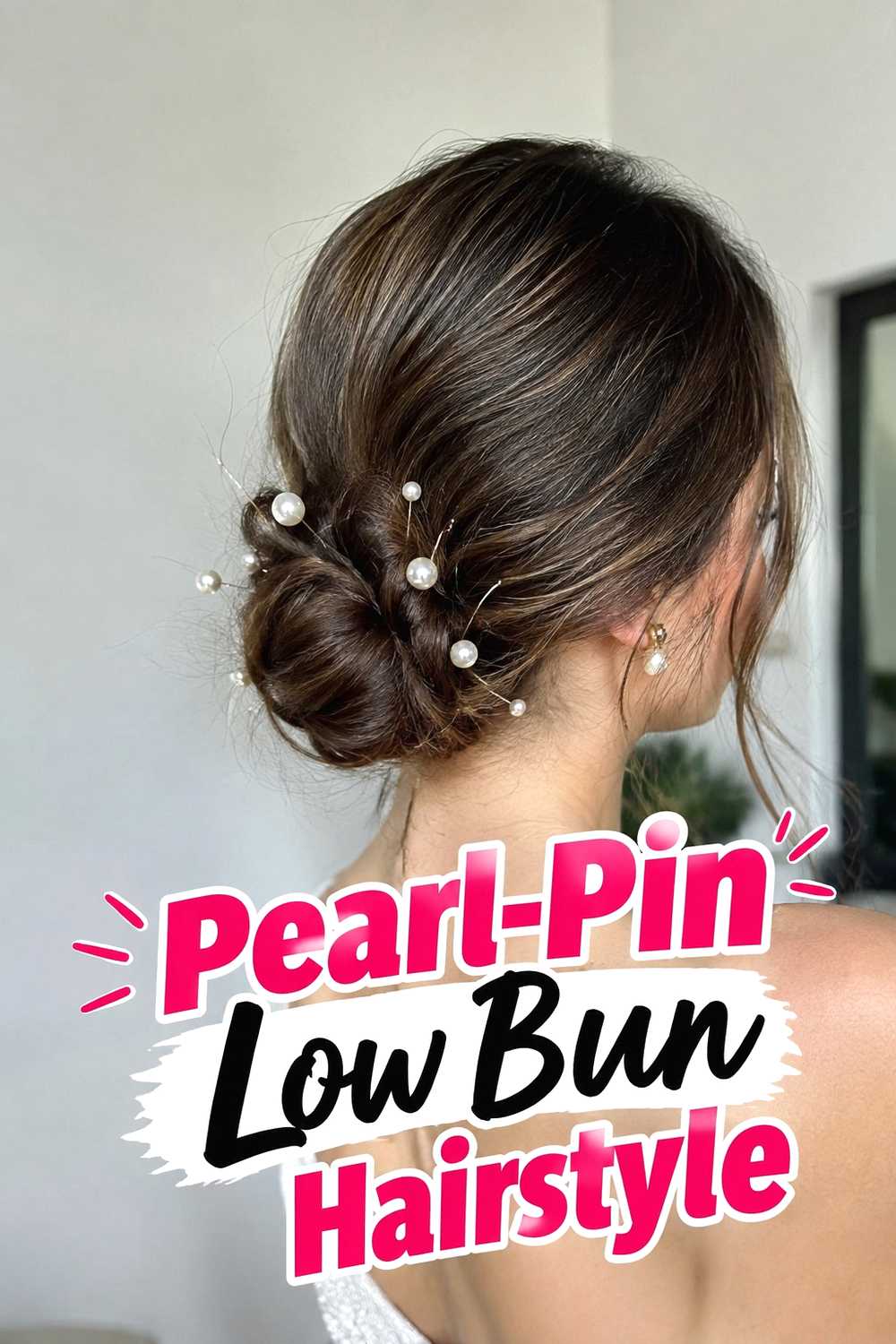 13. Pearl Pin Low Bun Hairstyle