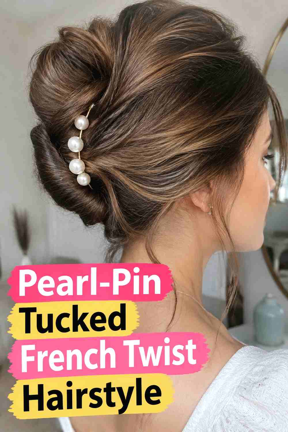 14. Pearl Pin Tucked French Twist Hairstyle