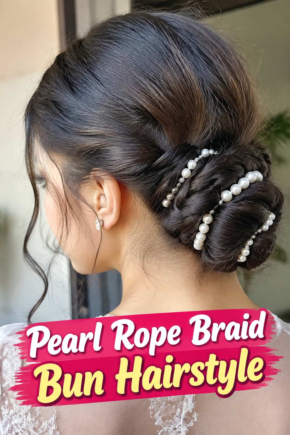 Pearl Rope Braid Bun Hairstyle