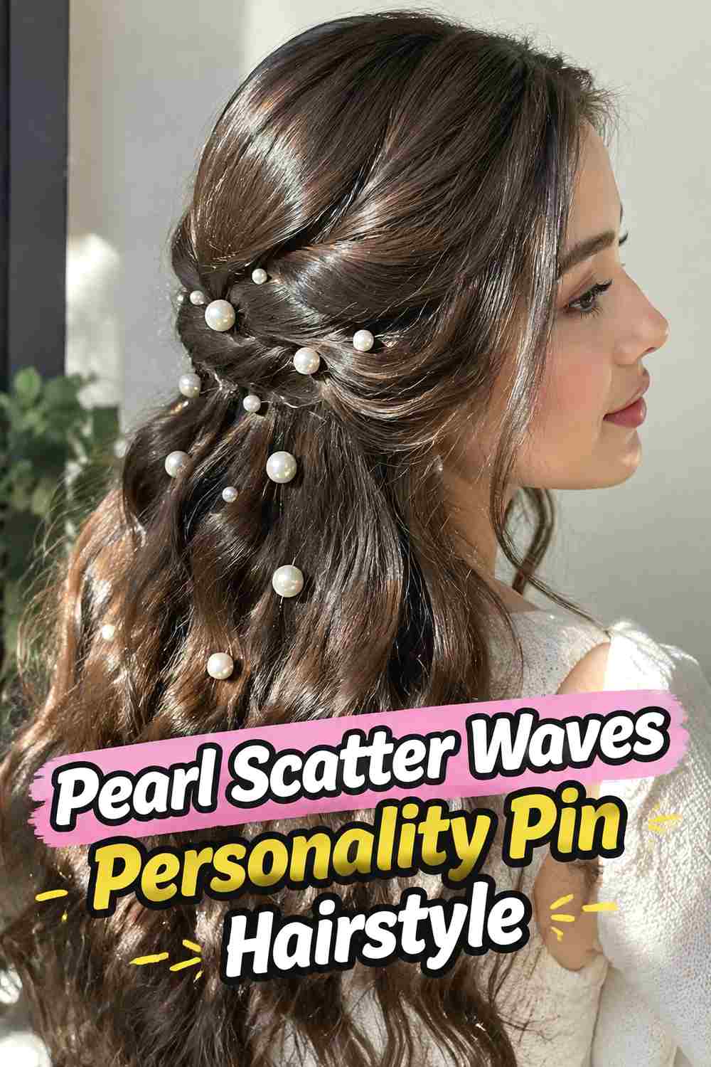 16. Pearl Scatter Waves Personality Pin Hairstyle