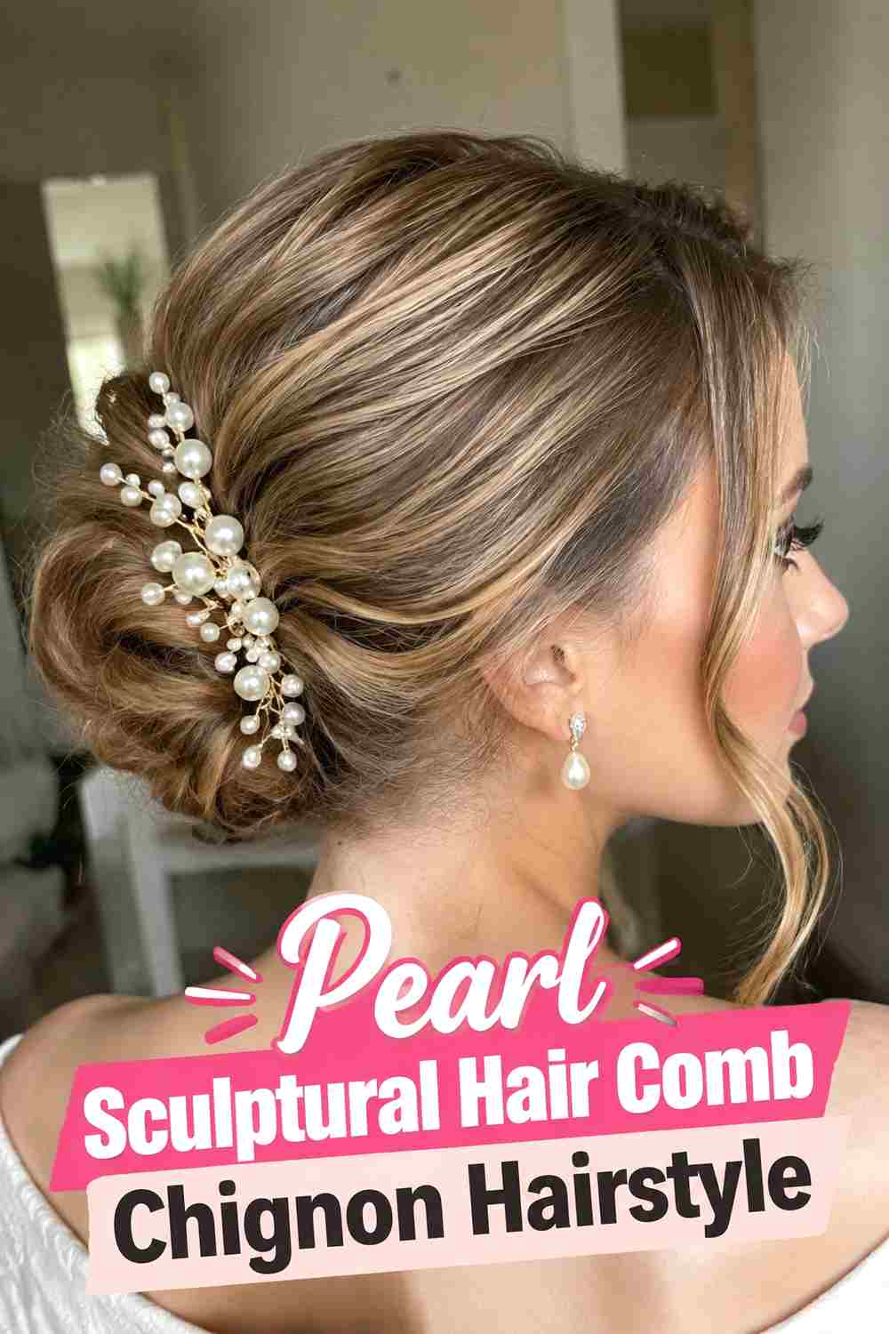 15. Pearl Sculptural Hair Comb Chignon Hairstyle
