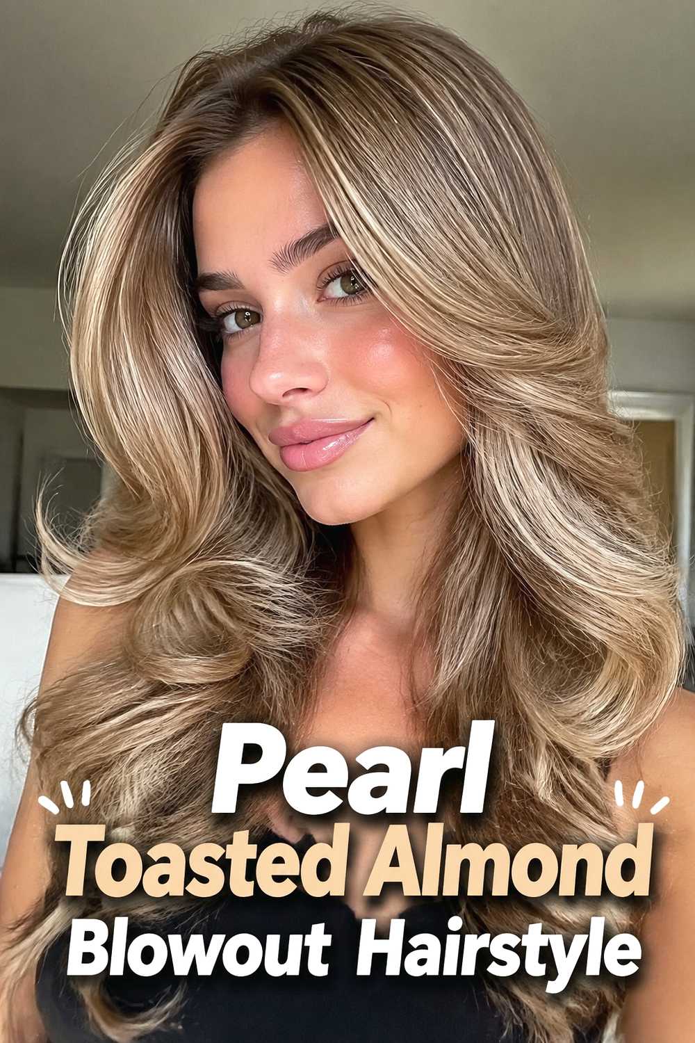 16. Pearl Toasted Almond Blowout Hairstyle