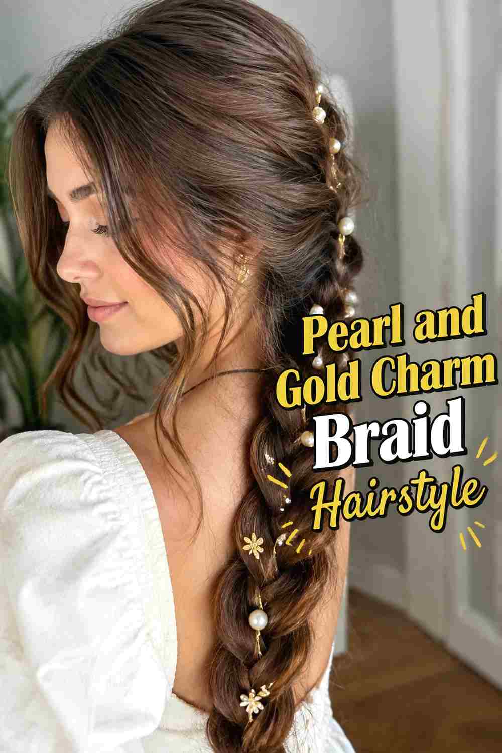 11. Pearl And Gold Charm Braid Hairstyle