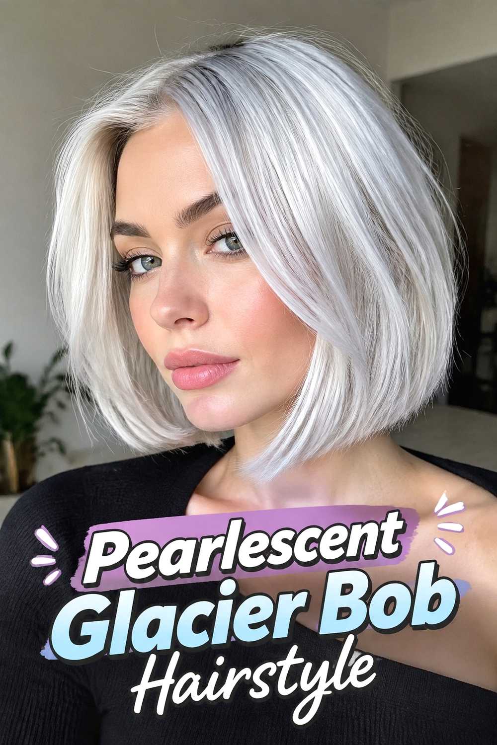 13. Pearlescent Glacier Bob Hairstyle