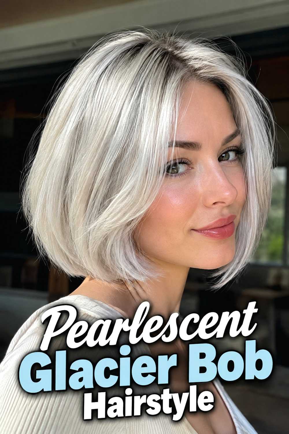 13. Pearlescent Glacier Bob Hairstyle