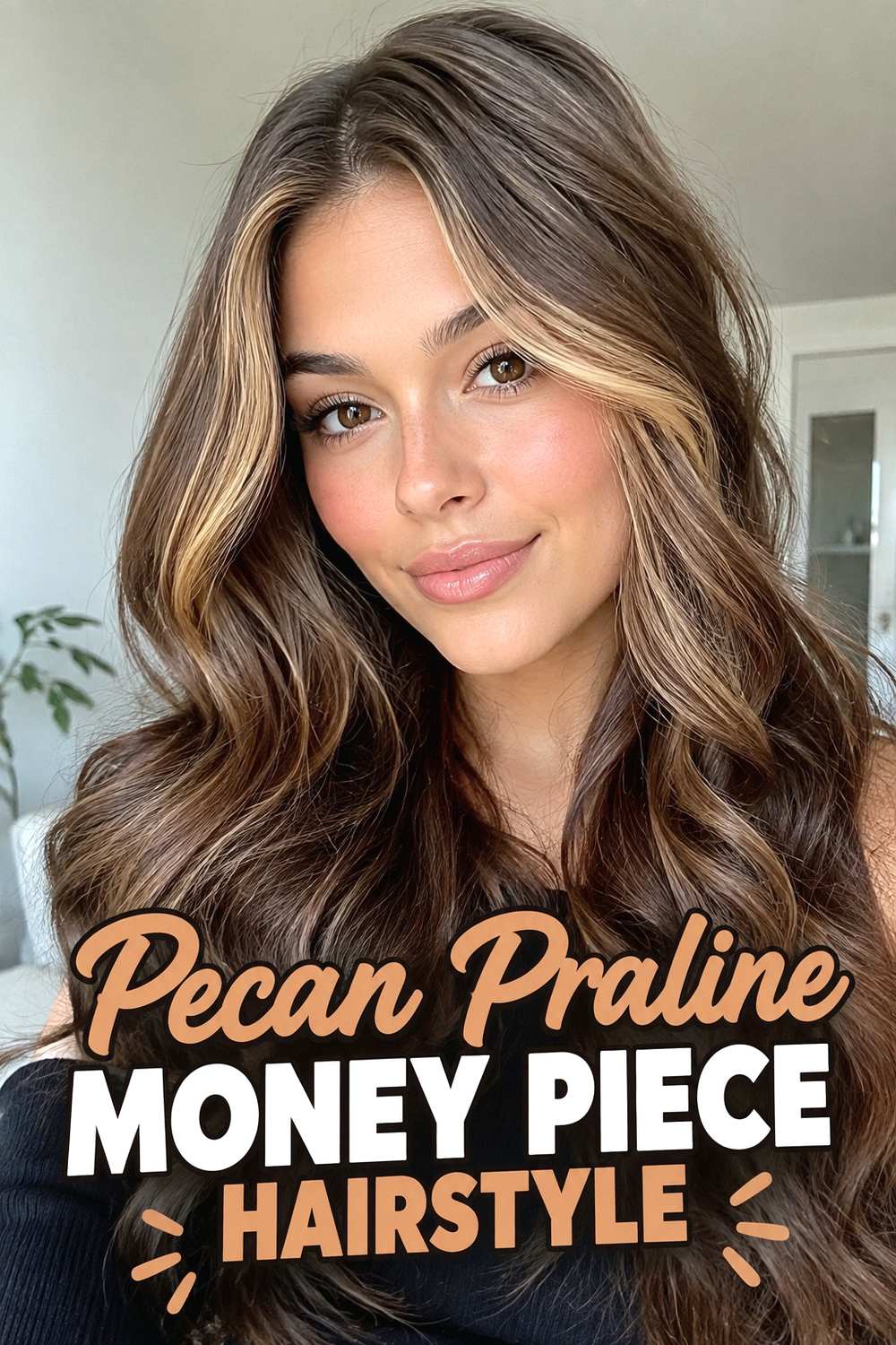 7. Pecan Praline Money Piece Hairstyle