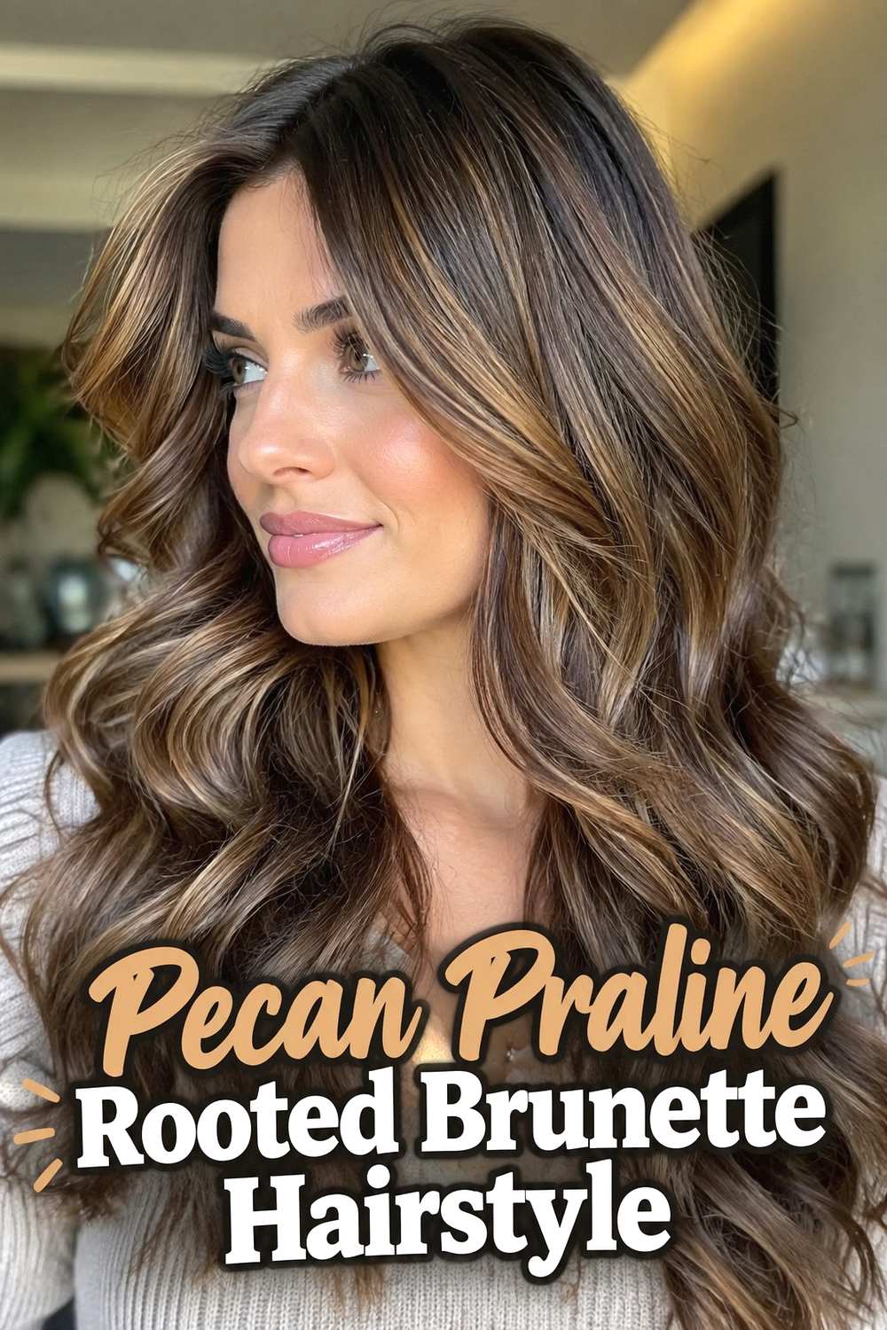 10. Pecan Praline Rooted Brunette Hairstyle