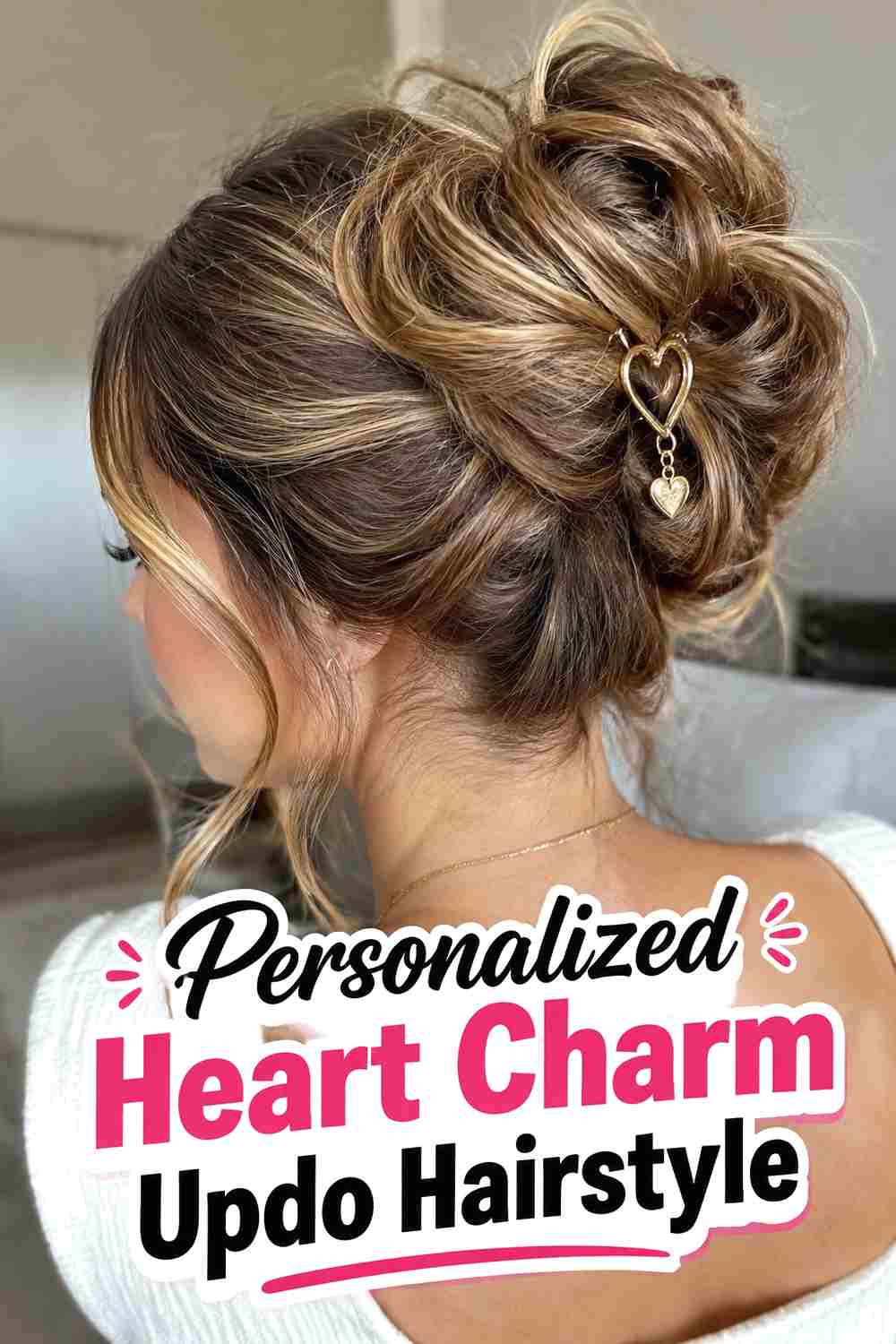 12. Personalized Heart Charm Updo Hairstyle