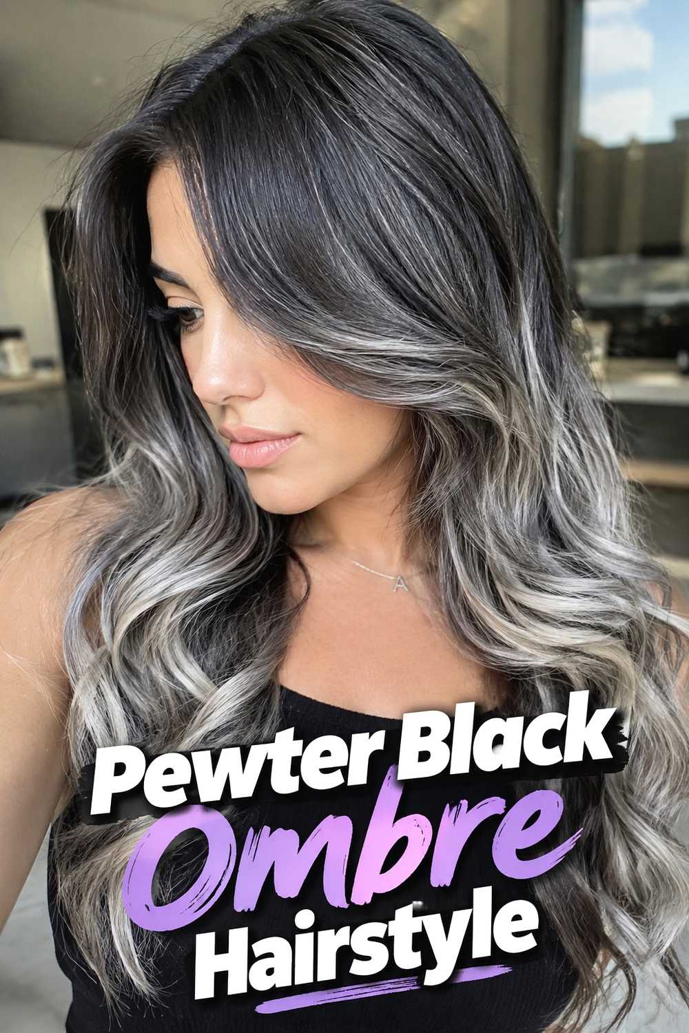 9. Pewter Black Ombre Hairstyle