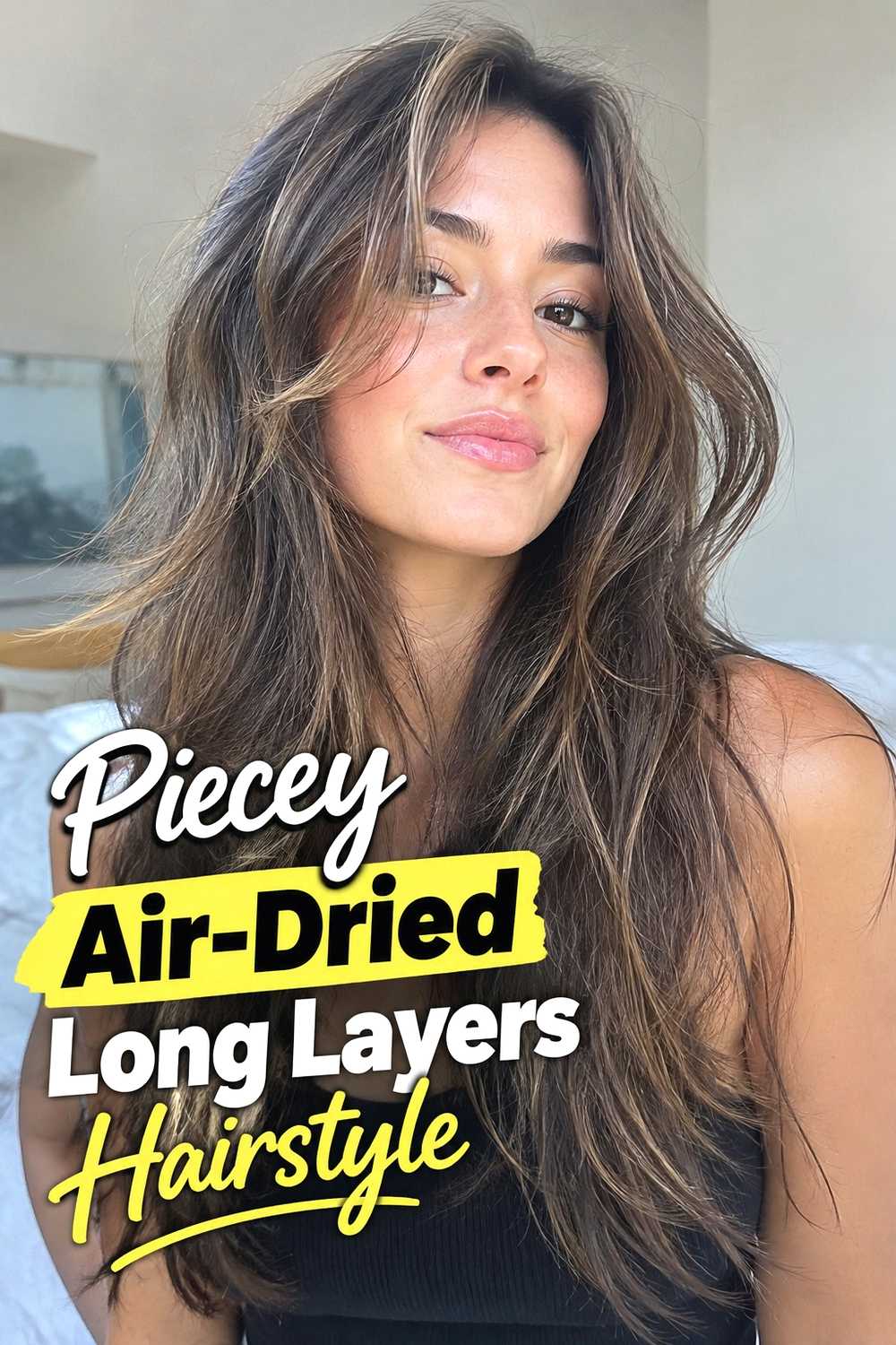 9. Piecey Air Dried Long Layers Hairstyle