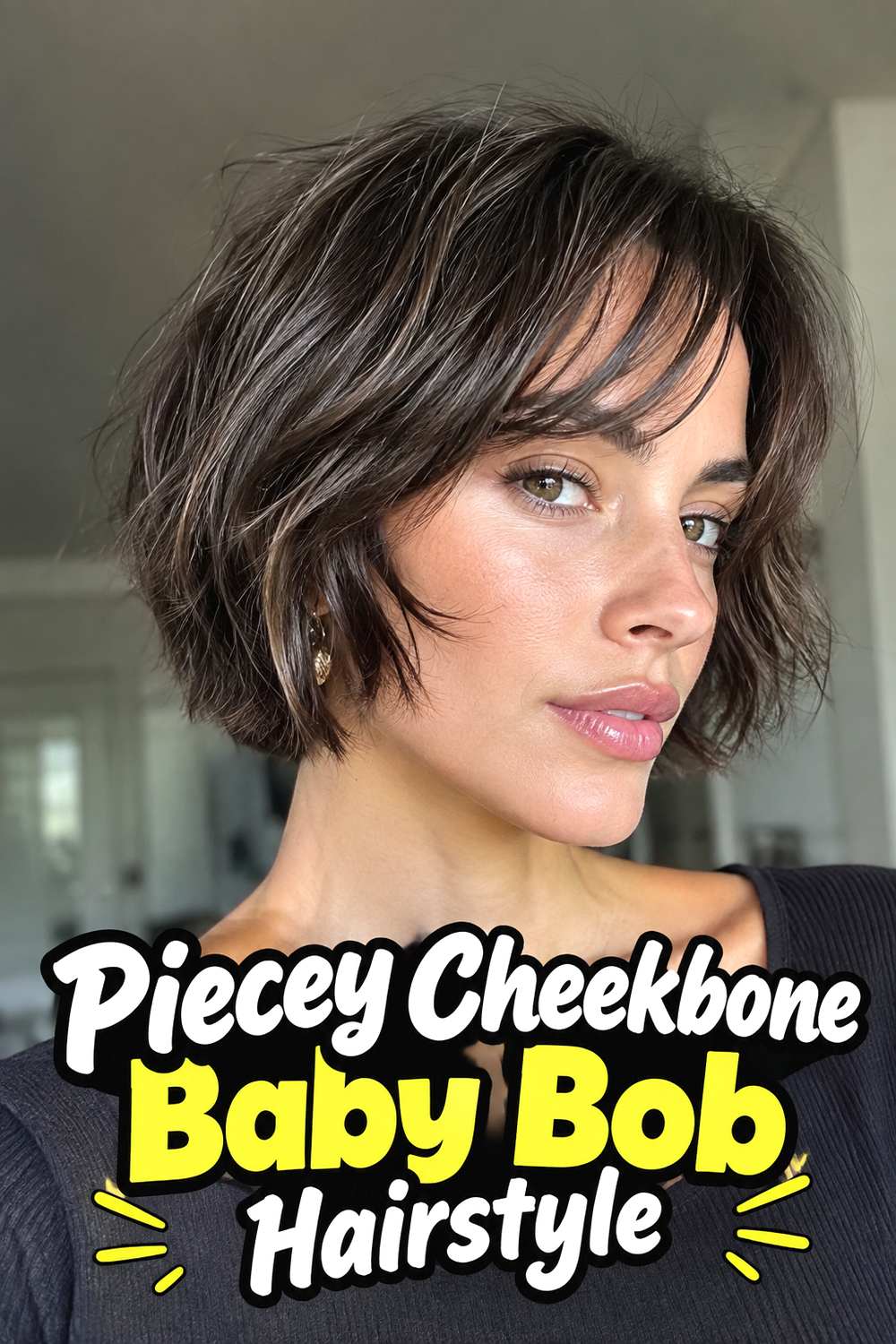Piecey Cheekbone Baby Bob Hairstyle