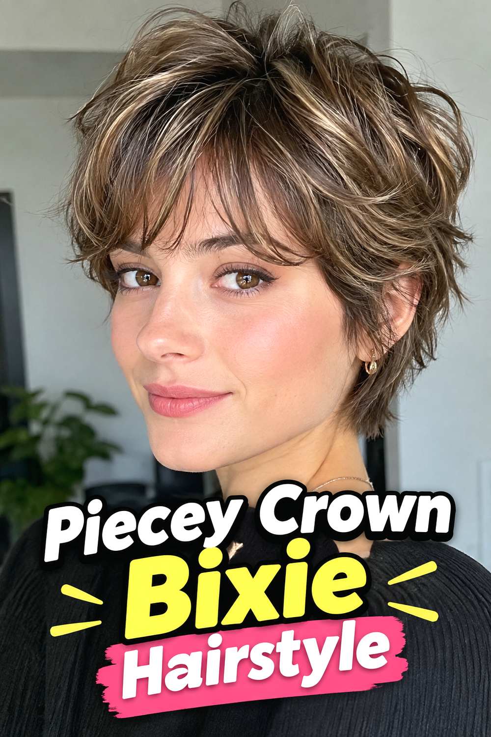 Piecey Crown Bixie Hairstyle