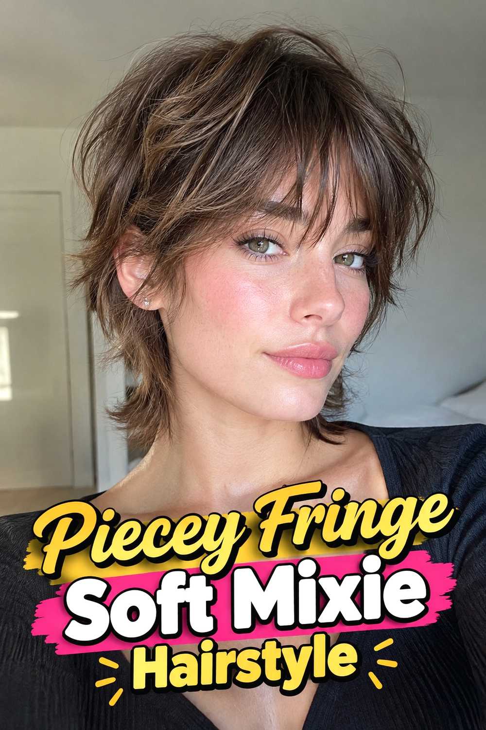 11. Piecey Fringe Soft Mixie Hairstyle