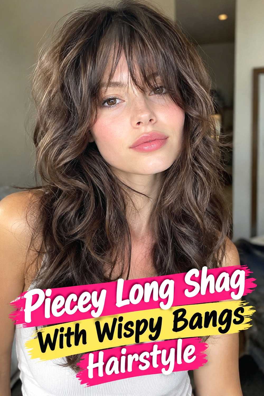 10. Piecey Long Shag With Wispy Bangs Hairstyle