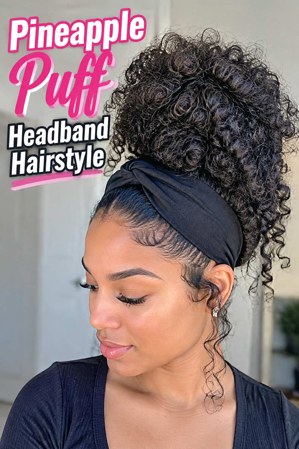 Pineapple Puff Headband Hairstyle