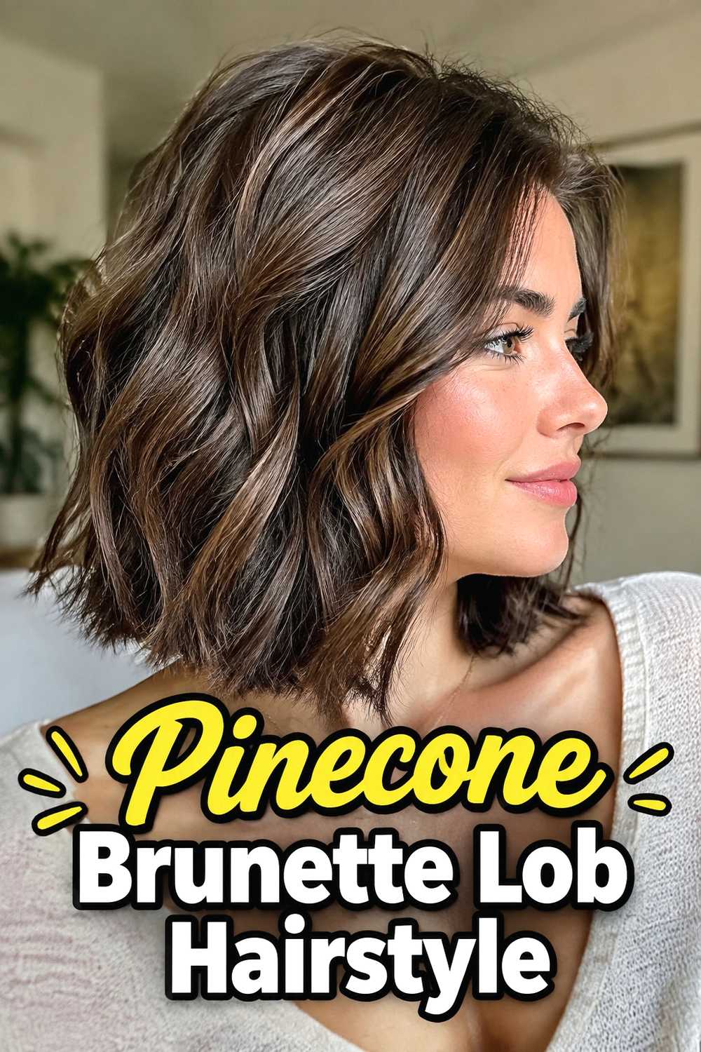 7. Pinecone Brunette Lob Hairstyle