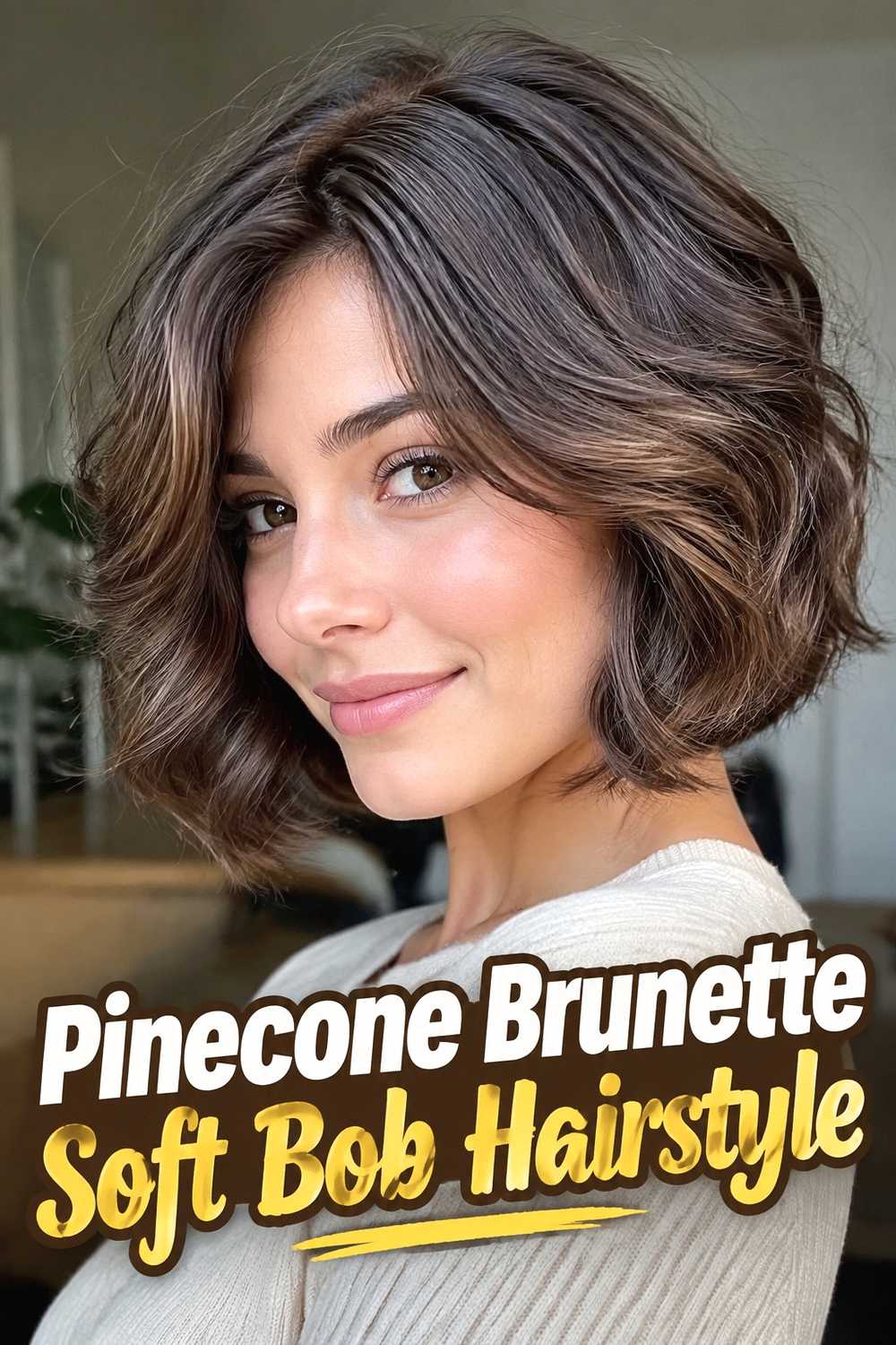 14. Pinecone Brunette Soft Bob Hairstyle