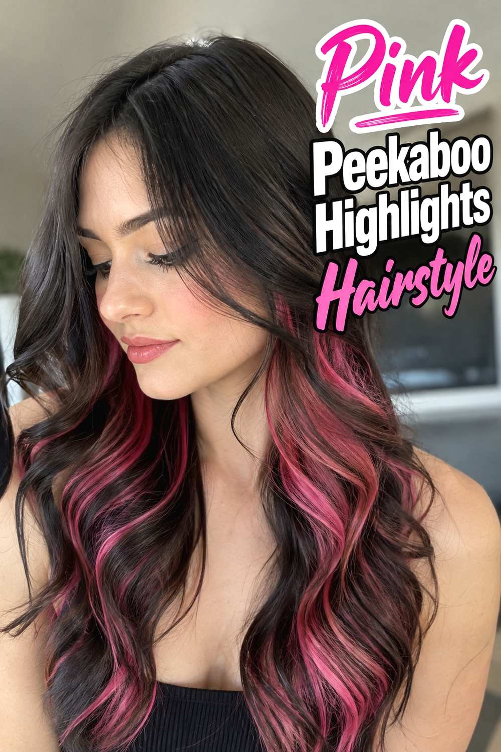 13. Pink Peekaboo Highlights Hairstyle