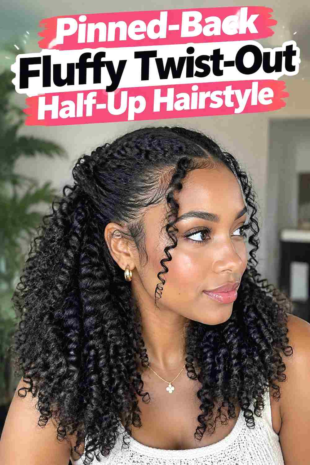 13. Pinned Back Fluffy Twist Out Half Up Hairstyle