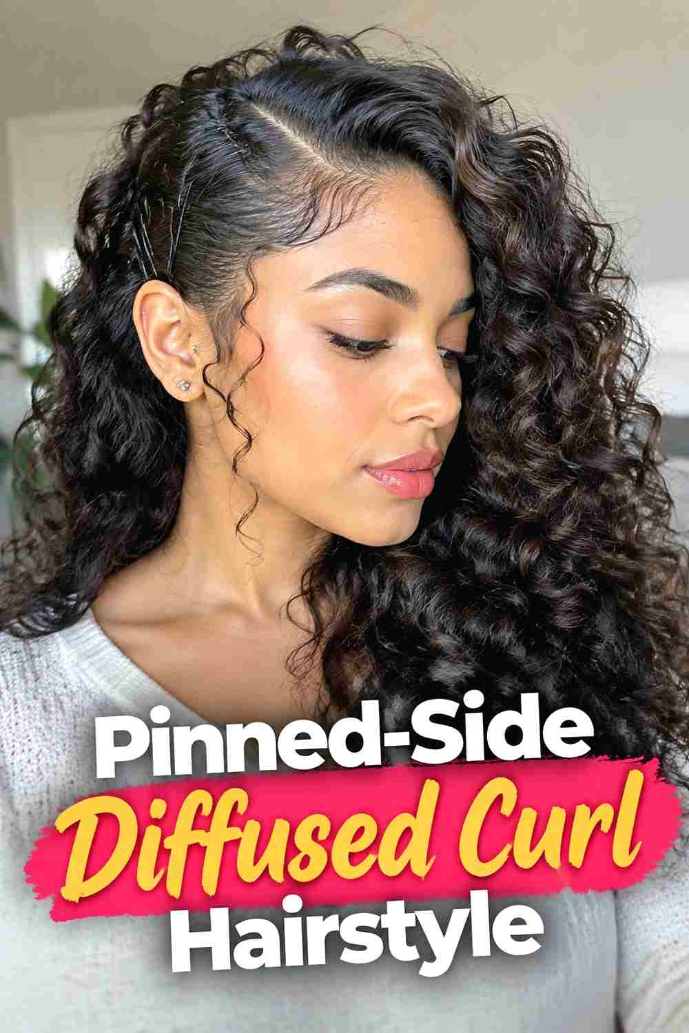 12. Pinned Side Diffused Curl Hairstyle