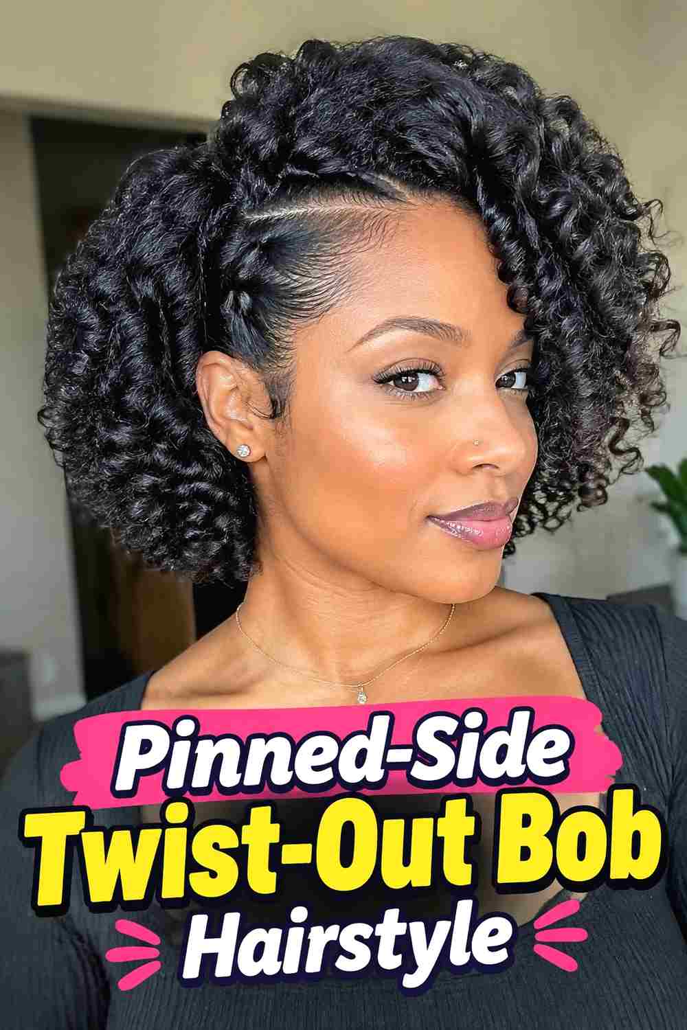 16. Pinned Side Twist Out Bob Hairstyle