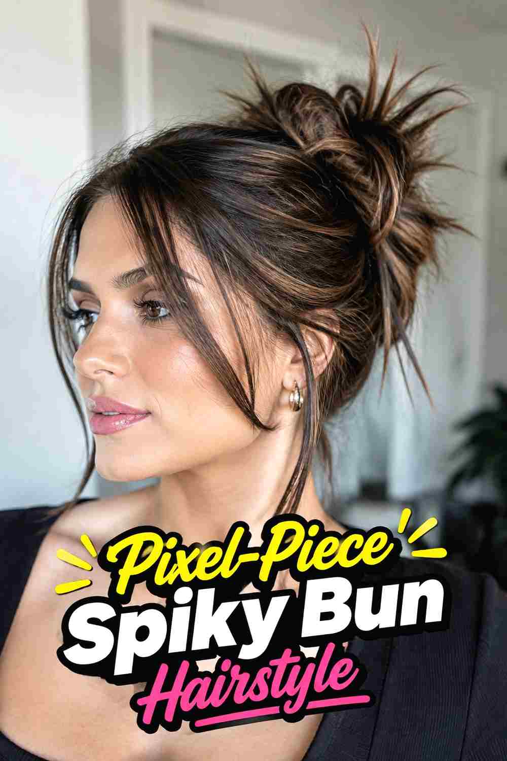 2. Pixel Piece Spiky Bun Hairstyle