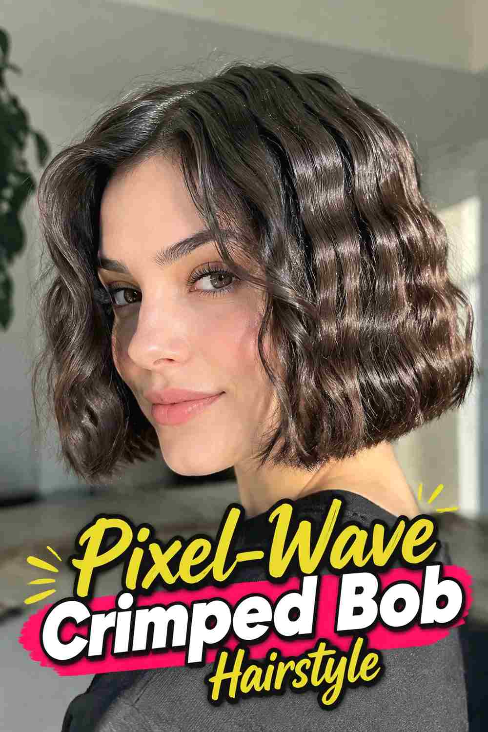 2. Pixel Wave Crimped Bob Hairstyle