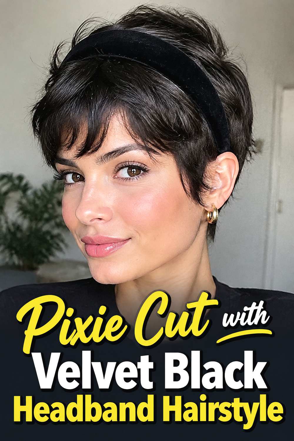 Pixie Cut with Velvet Black Headband Hairstyle