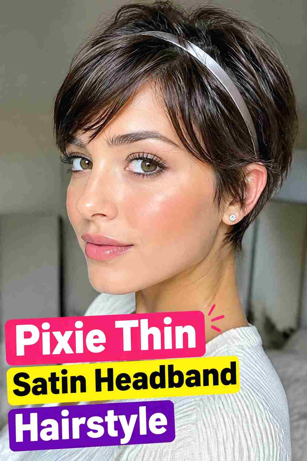 9. Pixie Thin Satin Headband Hairstyle