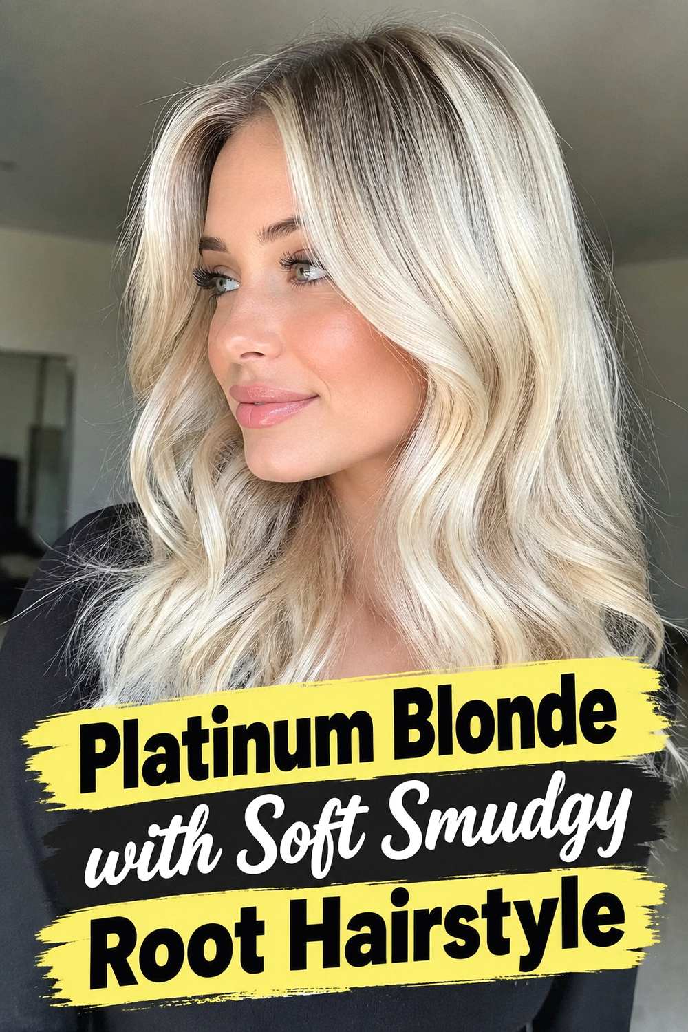 10. Platinum Blonde With Soft Smudgy Root Hairstyle