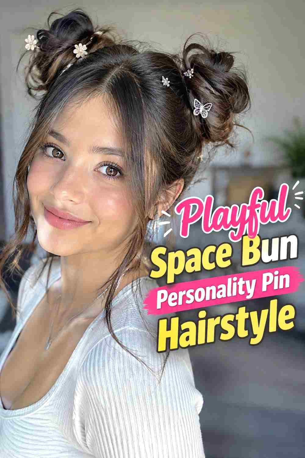 15. Playful Space Bun Personality Pin Hairstyle
