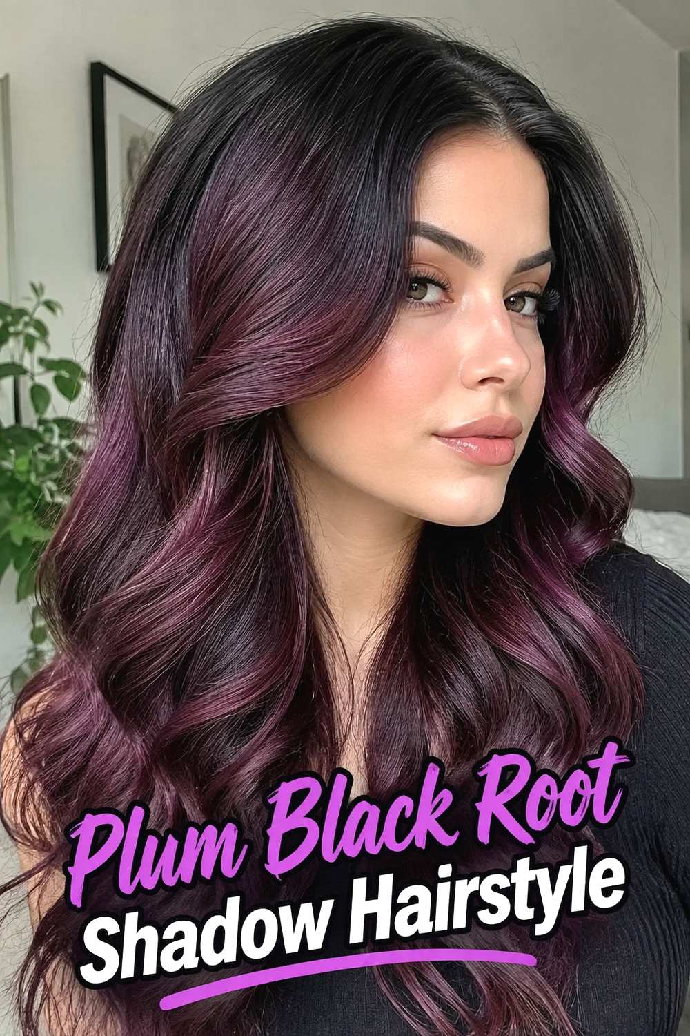 10. Plum Black Root Shadow Hairstyle