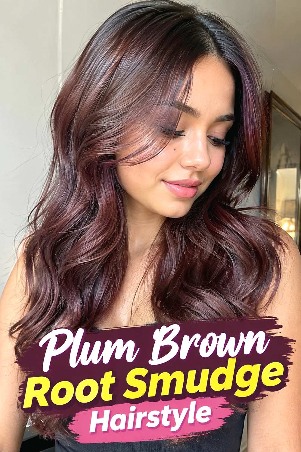 12. Plum Brown Root Smudge Hairstyle