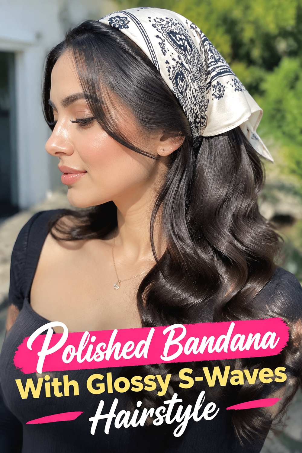 Polished Bandana With Glossy S-Waves Hairstyle
