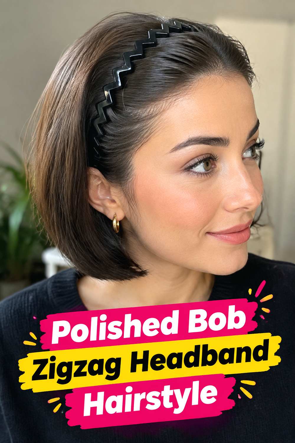 Polished Bob Zigzag Headband Hairstyle