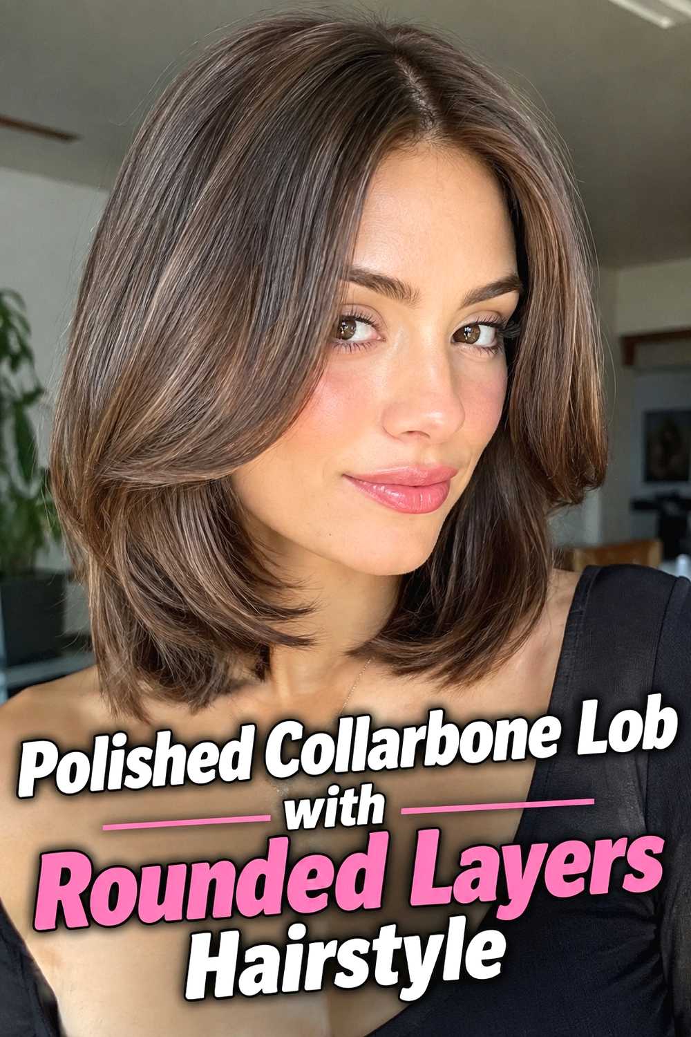 13. Polished Collarbone Lob With Rounded Layers Hairstyle