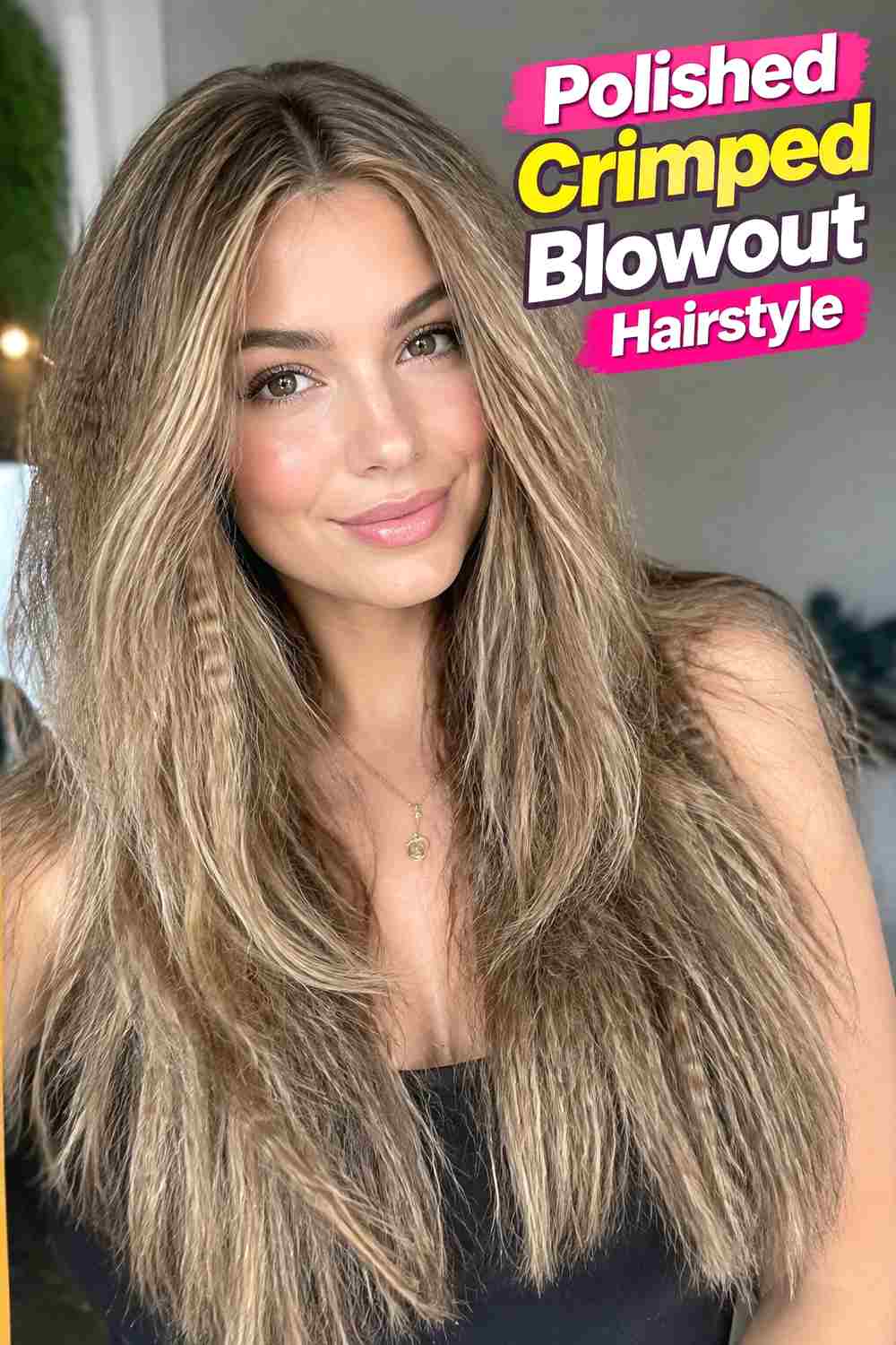 10. Polished Crimped Blowout Hairstyle