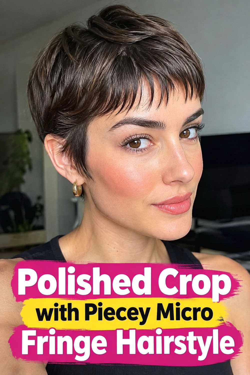 14. Polished Crop With Piecey Micro Fringe Hairstyle