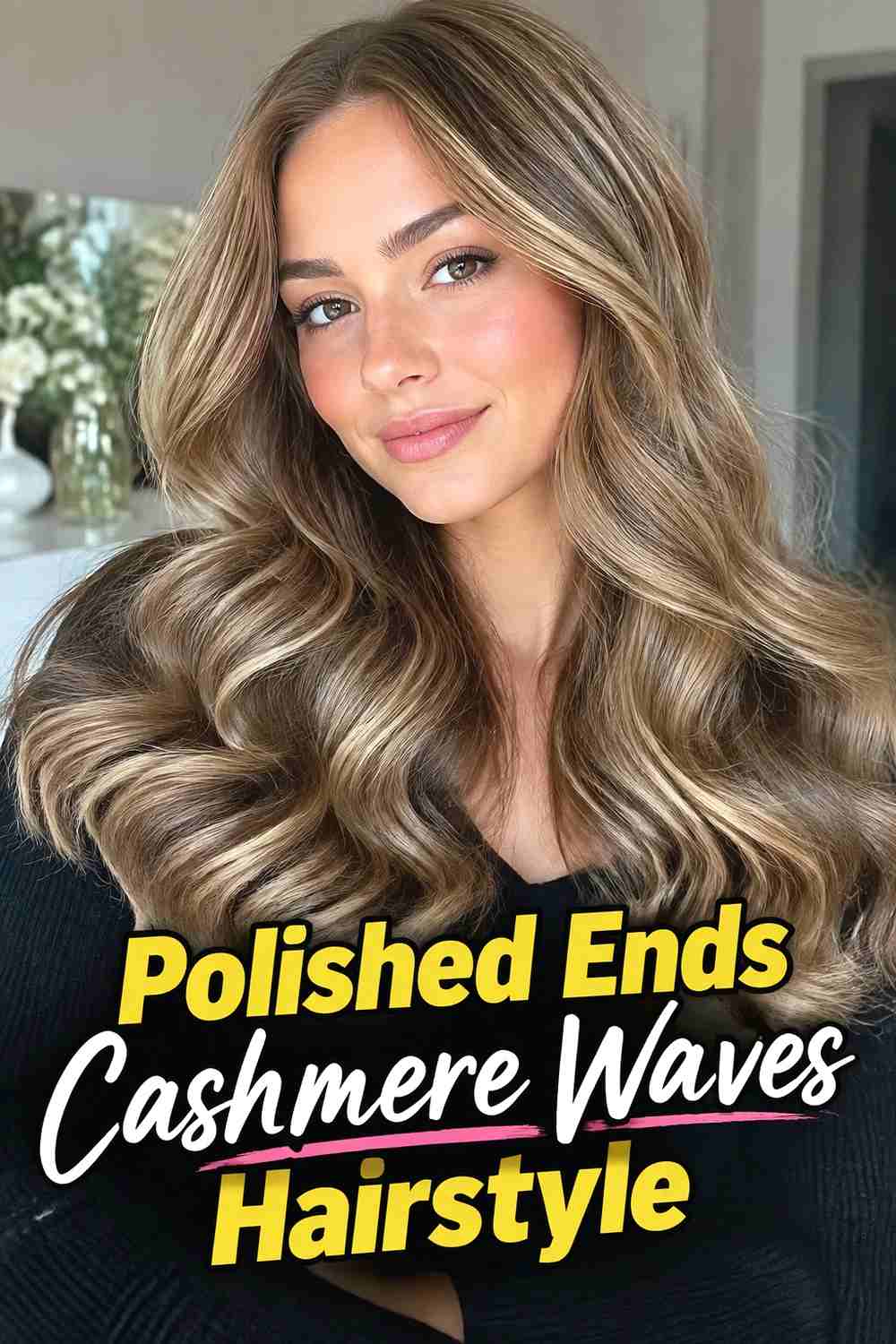 14. Polished Ends Cashmere Waves Hairstyle