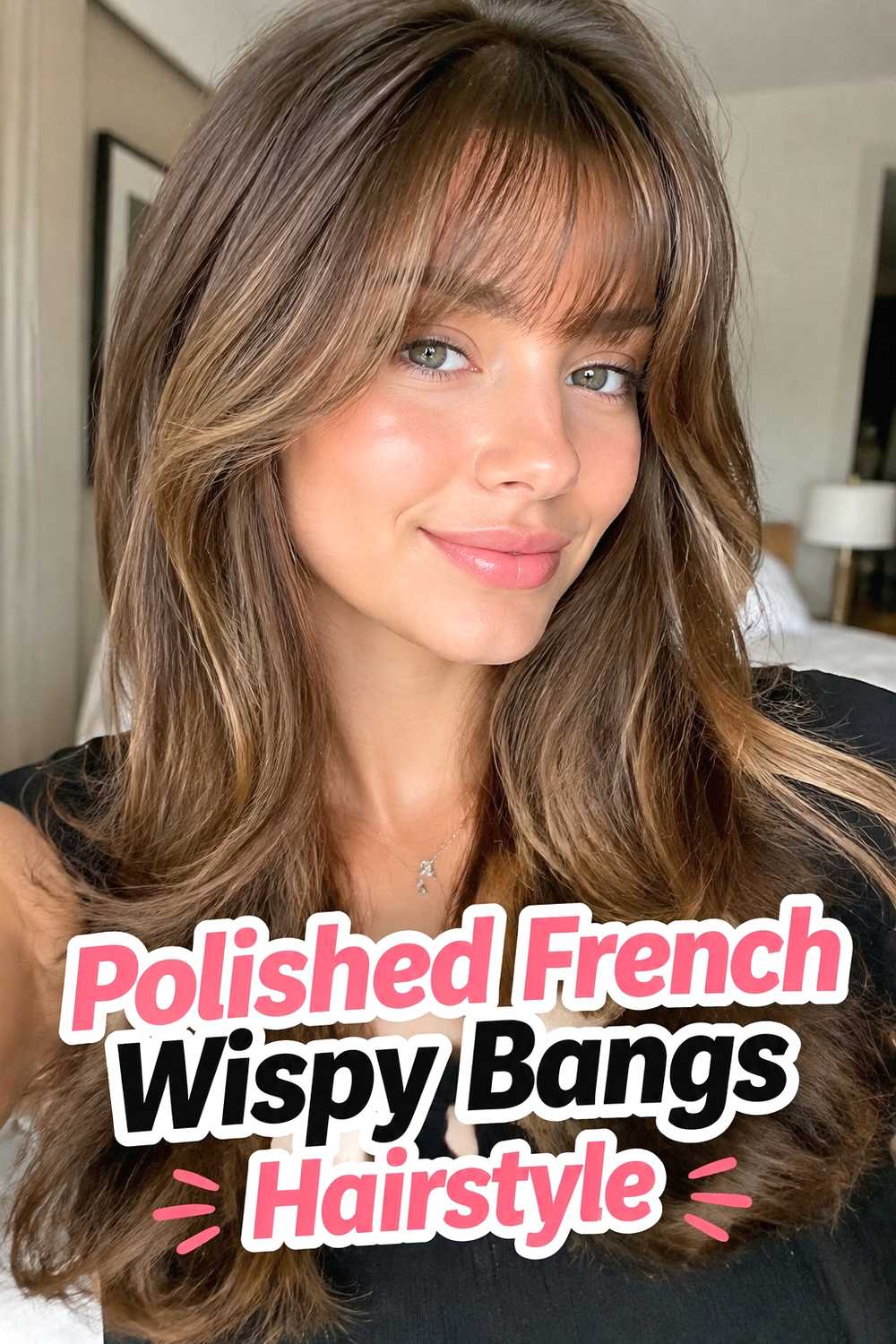 19. Polished French Wispy Bangs Hairstyle
