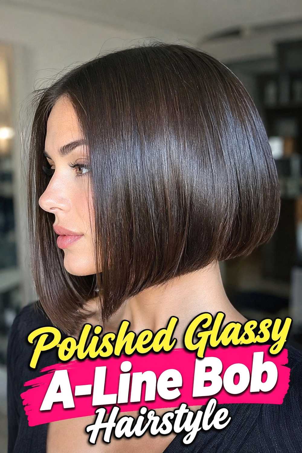 19. Polished Glassy A Line Bob Hairstyle